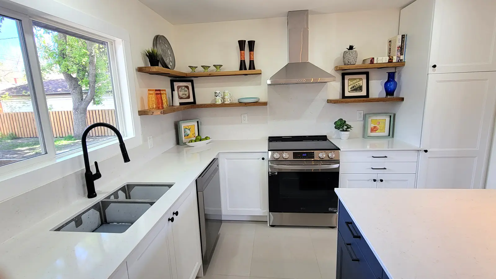 The same kitchen after a refresh, in a lighter finish