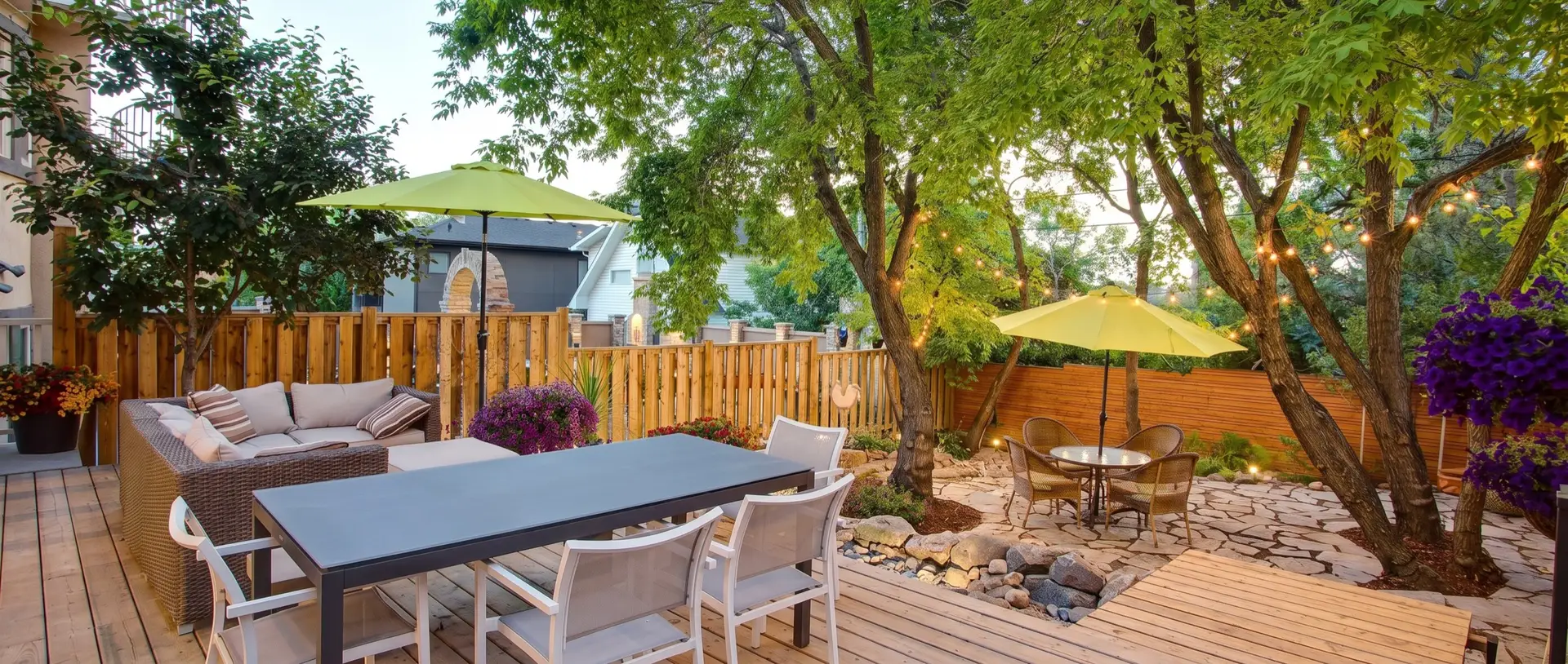 Outdoor living space with a deck and pergola